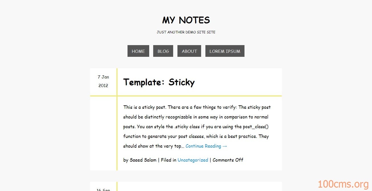 My note - Wordpress Blog Template