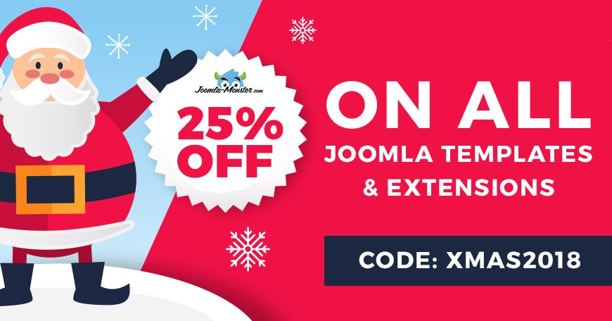 Joomla-Monster Joomla News: 2018 Christmas discount on Joomla templates and extensions.