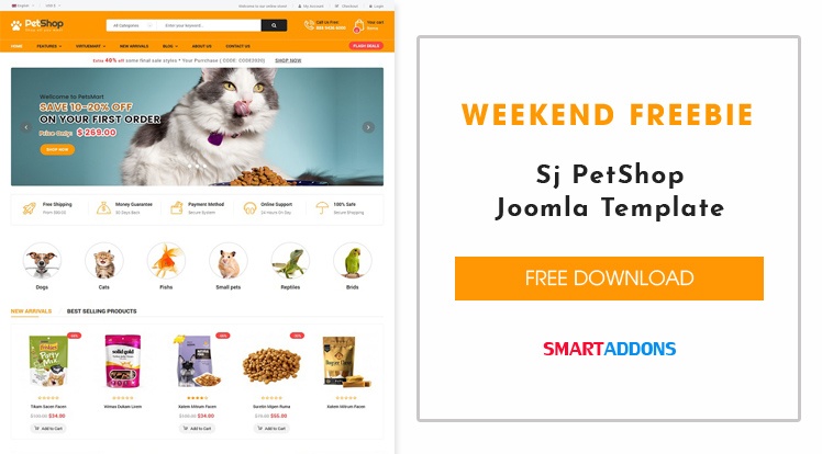 SmartAddons Joomla News: [Weekend Freebie] Free Download Sj PetShop Joomla Template