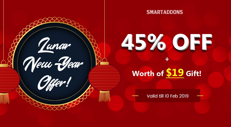 SmartAddons Joomla News: Happy New Year 2019: Up to 45% OFF Storewide & Extra Gift Worth of $19