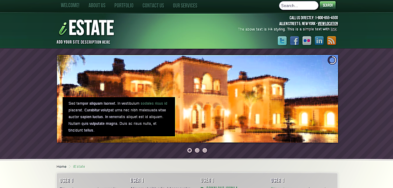 iEstate - Free Joomla Real Estate website template