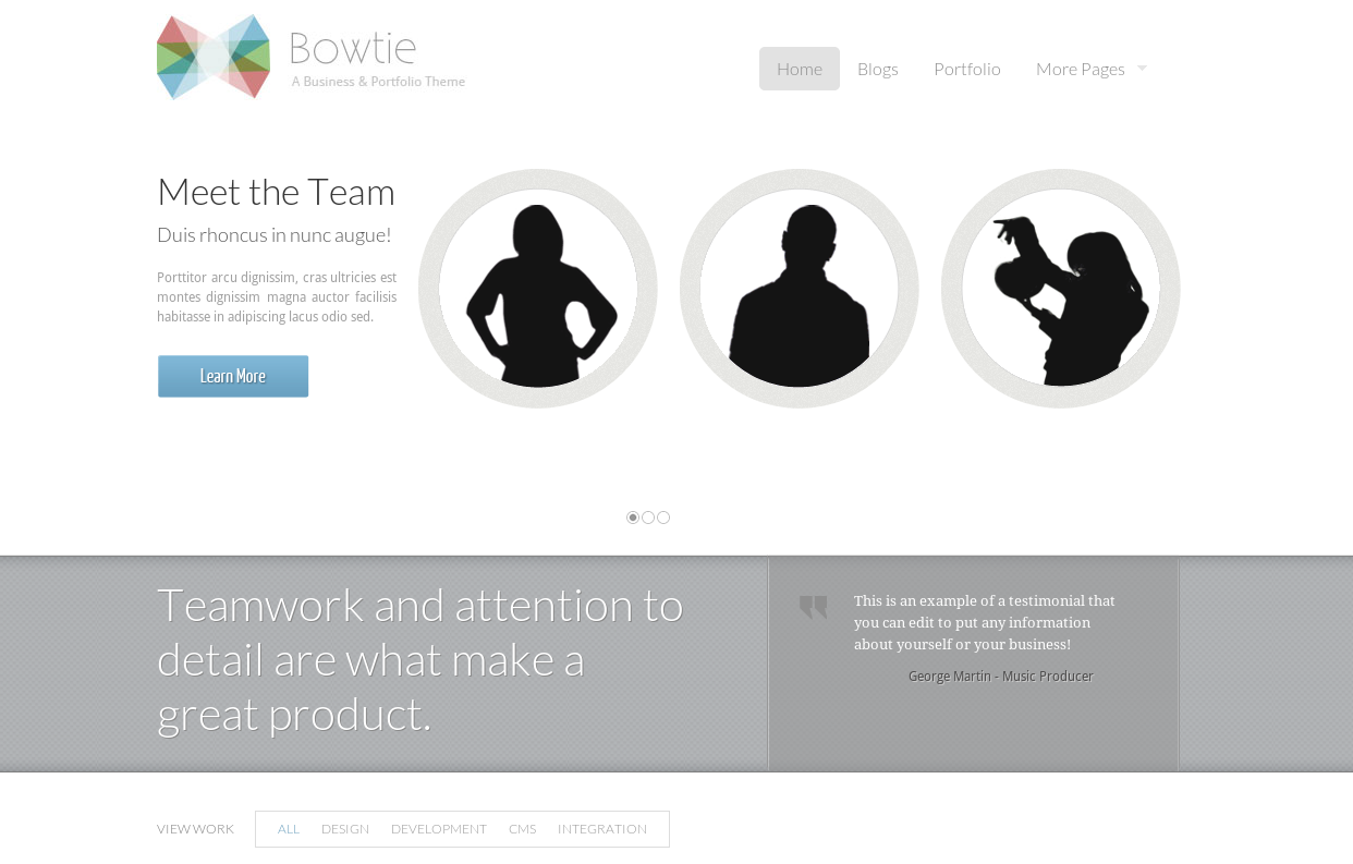 Bowtie theme - versatile Drupal portfolio theme