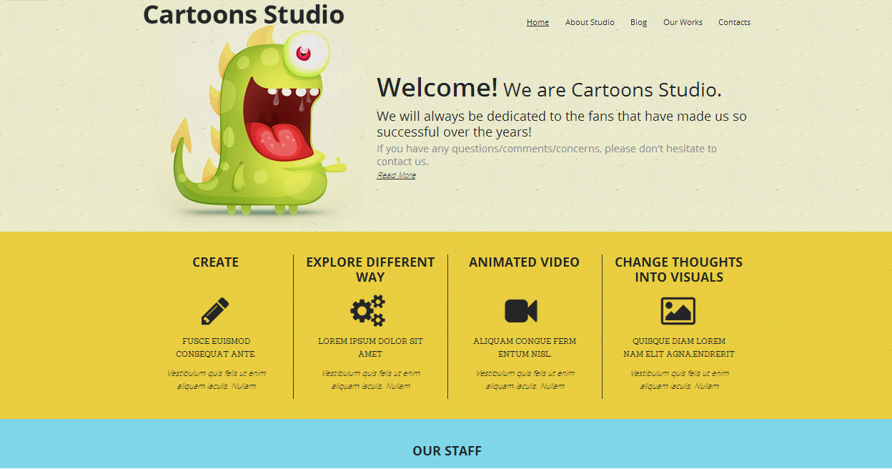  Cartoons studio - responsive Drupal 7 theme