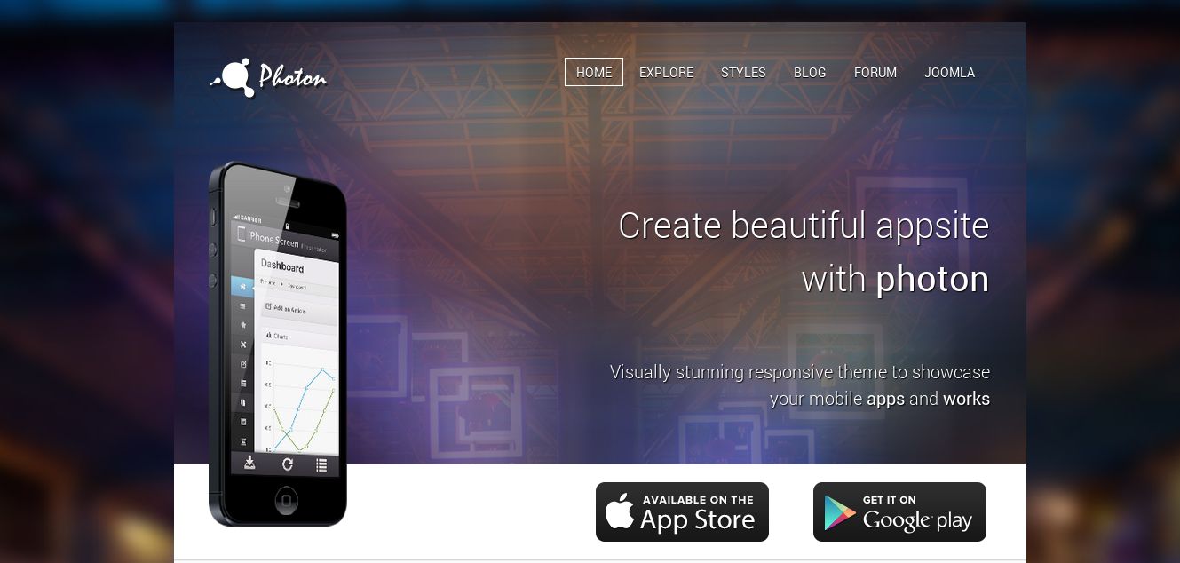 Photon - fantastic Joomla app template