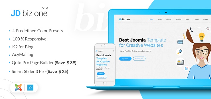 Joomla Template: JD Biz One Free Joomla Template: JD Biz One Free