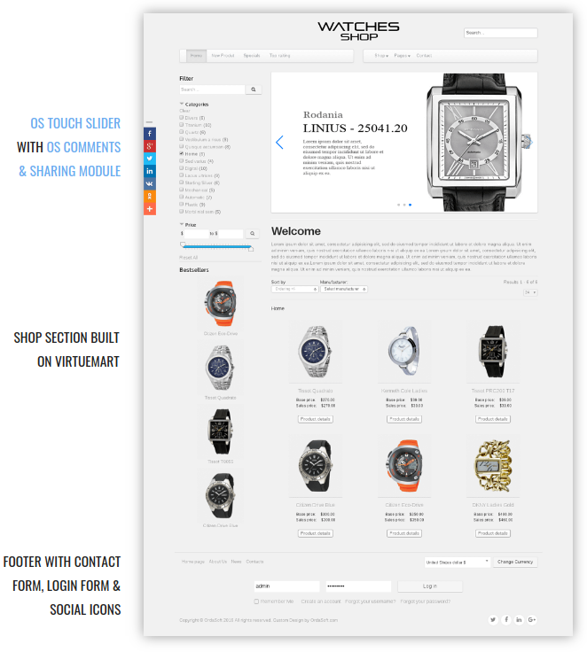 OS Watches Shop premium Joomla Virtuemart template