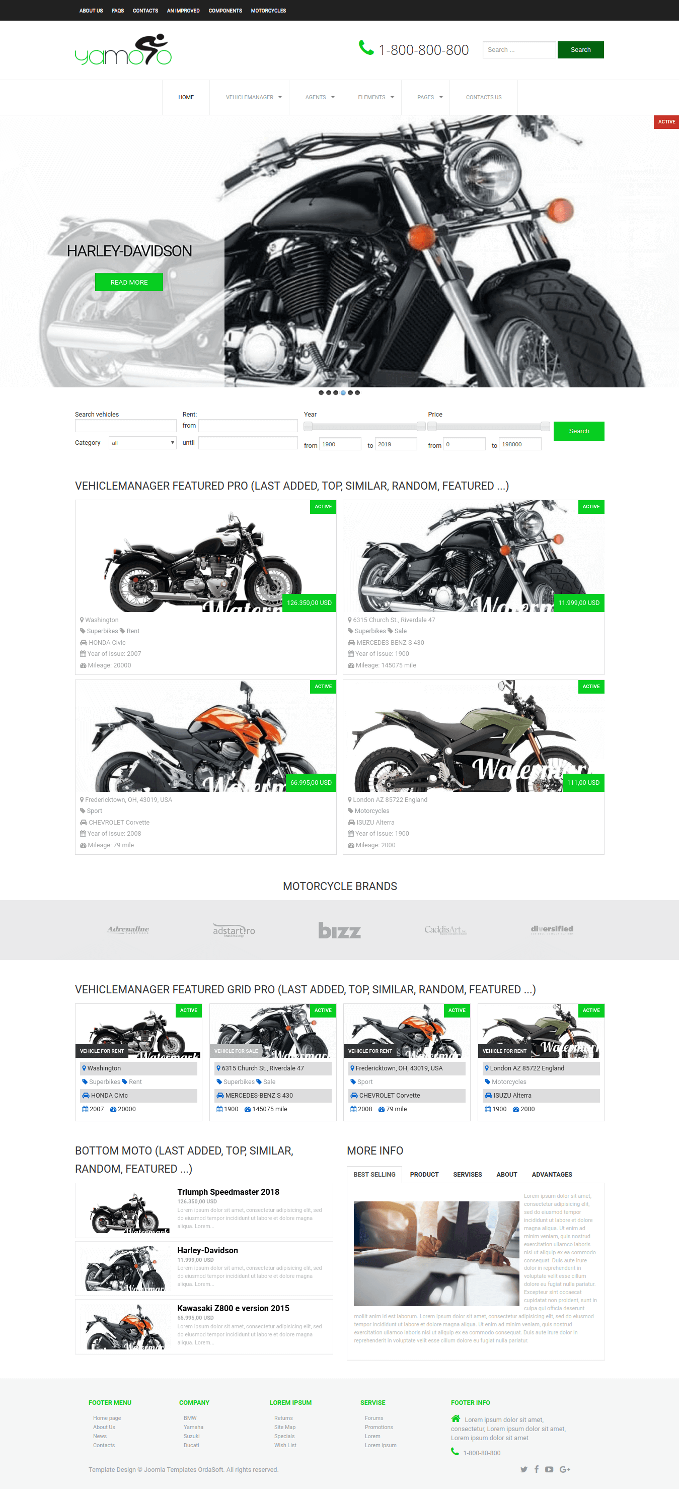 Yamoto Motorcycle Website Template