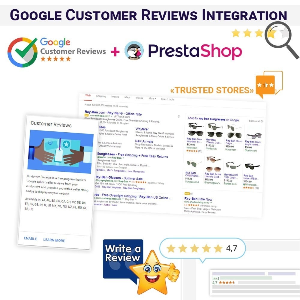 Webtet Prestashop Extension: Google Customer Reviews Integration PrestaShop Module