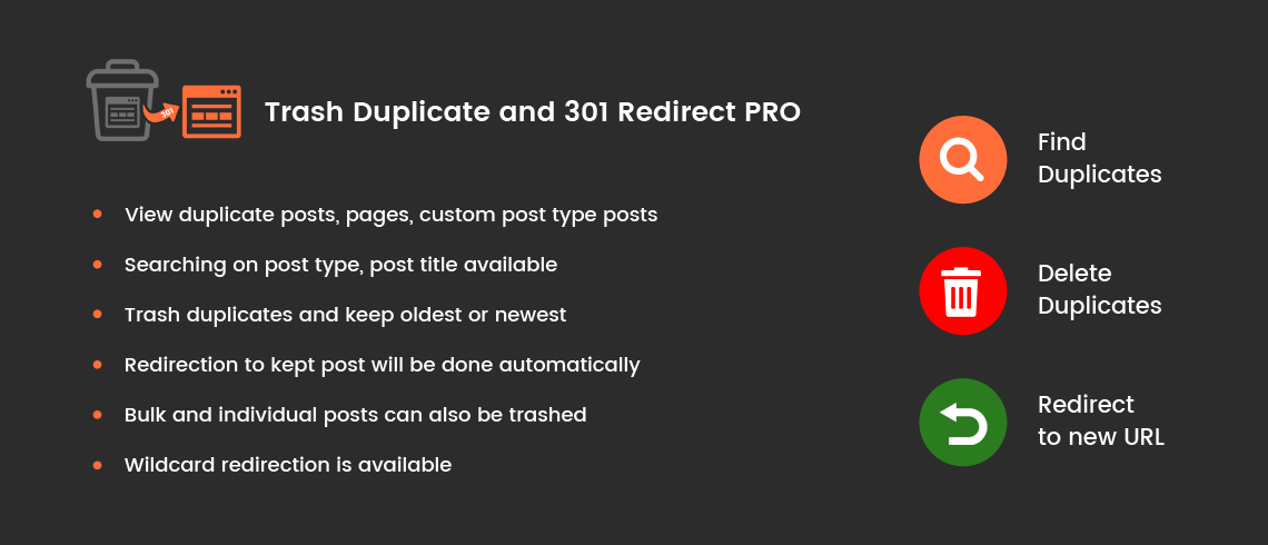 Wordpress Plugin: Trash Duplicate and 301 Redirect PRO – WordPress Plugin