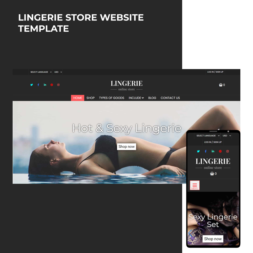 Lingerie Web Template for Online Underwear Shop - MotoCMS