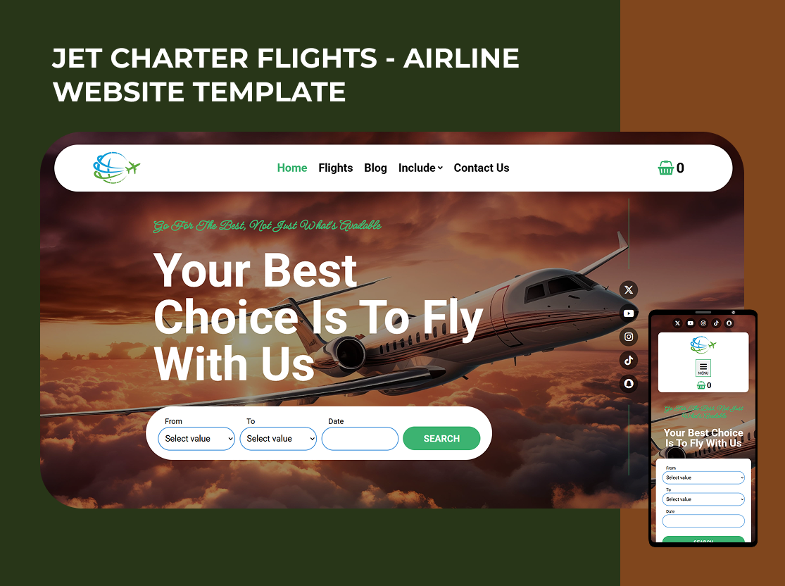 Joomla News: Jet Charter Flights - Airline Website Template