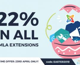 Joomla news: Easter Sale! Get premium Joomla extensions 22% OFF