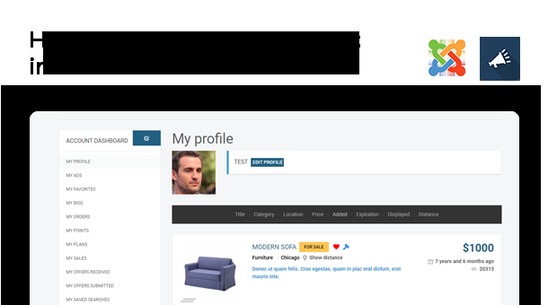 Joomla-Monster Joomla News: Discover user account features in DJ-Classifieds