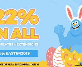 Joomla news: Easter Sale! Get professional Joomla templates + extensions 22% OFF