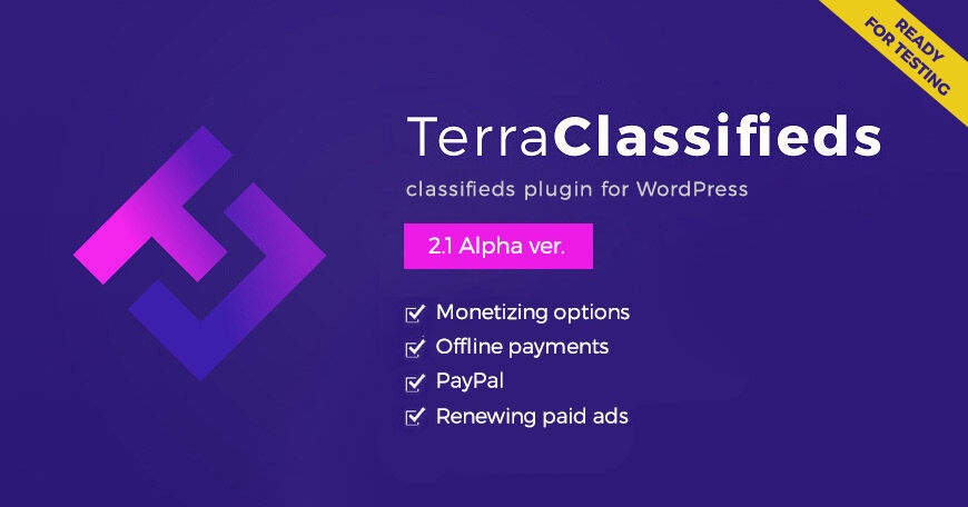 Joomla News: TerraClassifieds ver. 2.1 Alpha with monetizing options