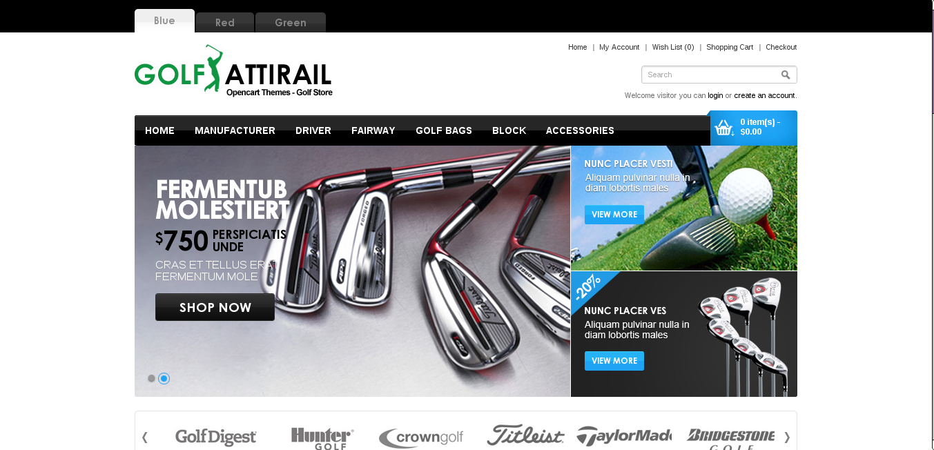 Golf Store Premium OpenCart Theme