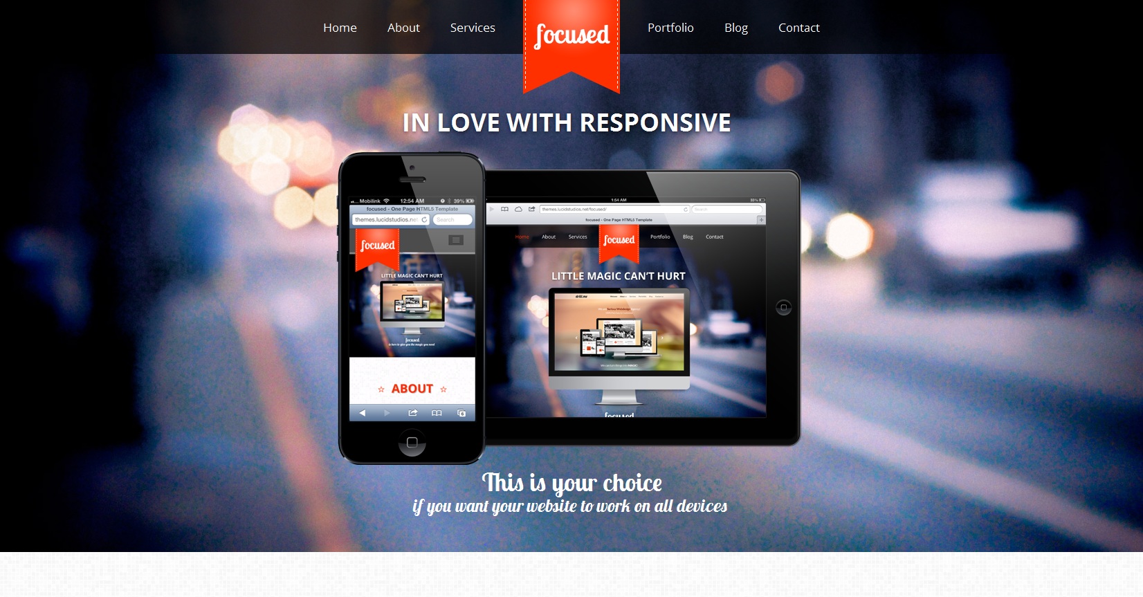 focused - One Page HTML5 Responsive WordPress Them