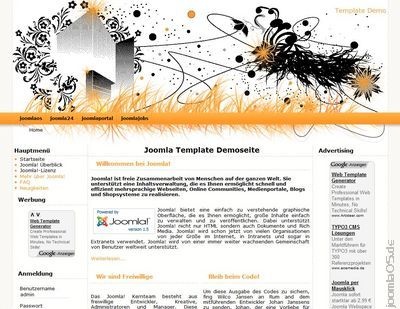 Joomla Template: Orange Floral