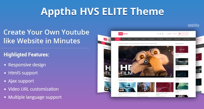 Joomla Template: Apptha HVS Elite - Joomla Youtube Video Theme