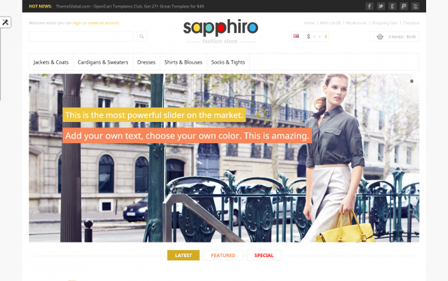 Opencart Template: SAPPHIRO OpenCart! Template