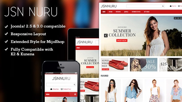 Joomla Template: JSN Nuru - Responsive Joomla E-commerce Template & MijoShop support