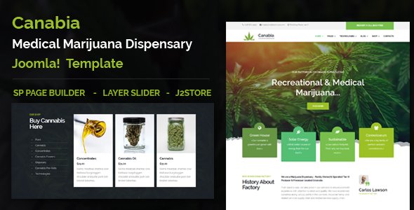 Joomla Template: Canabia - Medical Marijuana Dispensary Joomla Theme With Page Builder