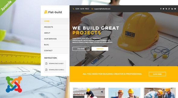 Joomla Template: Flatbuild - Construction Business Joomla Template