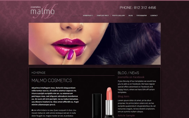 Joomla Template: Malmo Cosmetics