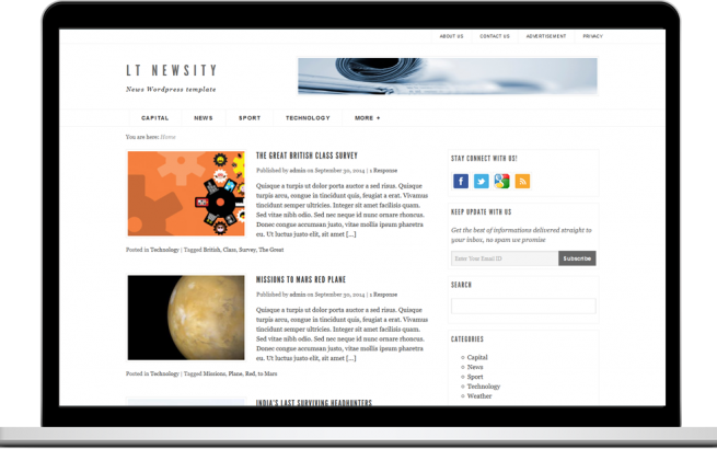 Wordpress Theme: LT Newsity – Responsive Blog / News / Magazine WordPress Templates