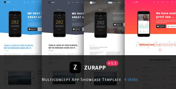 Joomla Template: ZurApp - Multiconcept App Showcase Joomla Template