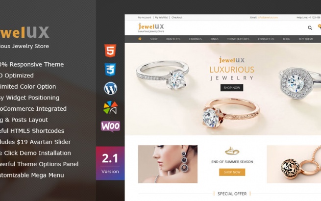 Wordpress Theme: JewelUX –  Jewelry WordPress Theme