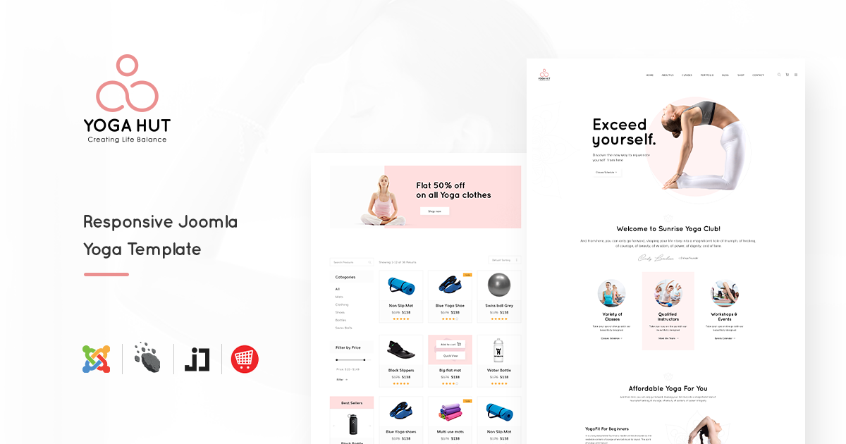 Joomla Template: JD YogaHut - Responsive Joomla Yoga Template With Online Shop