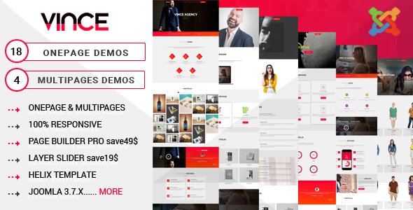 Joomla Template: Vince One Page & Multi Page Multipurpose Joomla Theme