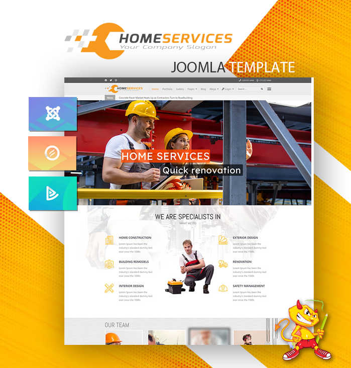 Joomla Template: DD HomeServices 125 - Joomla template for construction, renovation companies